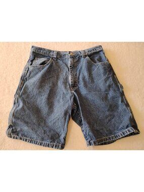Vtg Wrangler Mens  Y2K Carpenter Denim Jean Shorts Jorts Wide Leg Baggy Size 36